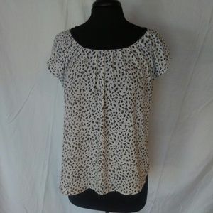 LC Lauren Conrad Tie Bow Collar Short Sleeve Top